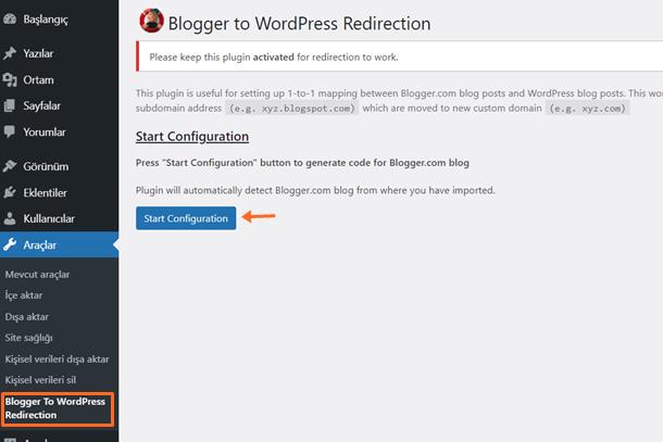 Blogger bağlantı yönlendirme - WordPress